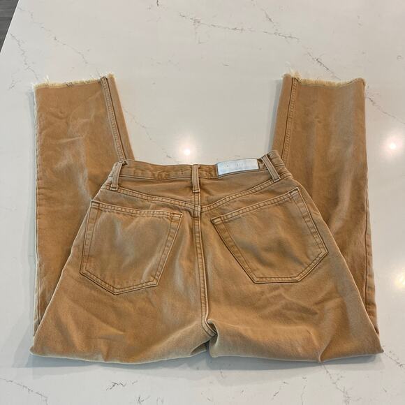 Re/Done 70s Stove Pipe High Rise Straight Leg Denim Jeans Mustard Size 25 - Picture 5 of 12